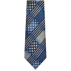 TheDapperTie Men's Navy Blue And White Stripes Necktie with Hanky