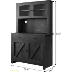 Multi-Functional Kitchen Pantry Cabinet with Microwave Stand & Coffee Bar
