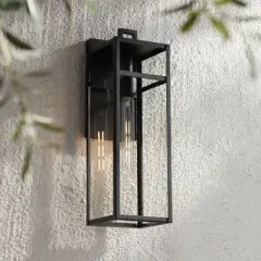 John Timberland San Lucas 18 3/4" High Modern Outdoor Wall Light Fixture Mount Porch House Exterior Weatherproof Sand Black Metal Clear Glass Shade