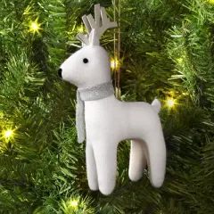 Christmas Fabric Deer Ornament White - Wondershop&trade;
