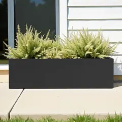 Lirago Metal Rectangular Planter Box with Drainage Holes for Outdoor Use 9.06"Dx9.06"L x35.83"H Black