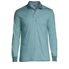 Lands' End Men's Long Sleeve Jacquard Super Soft Supima Polo Shirt