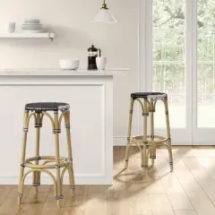 Perry Rattan Backless Woven Barstool Black/White - Threshold&trade;