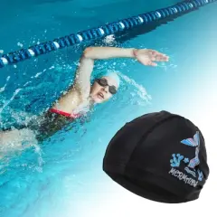 Unique Bargains Knitted PU Elastic Fish Tail Pattern Swim Cap 1 Pc