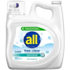 All Ultra Free Clear Odor Relief HE Liquid Laundry Detergent - 141oz