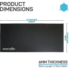 SereneLife Yoga Mat for Exercise Mat - Large Workout Mat - Thick and Soft Gym Mat - Black