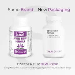 SuperSmart Stress Relief Formula (All-in-1) - 100% Natural - with Passion Flower, Polygala Tenuifolia | Non-GMO & Gluten Free - 90 Vegetarian Capsules