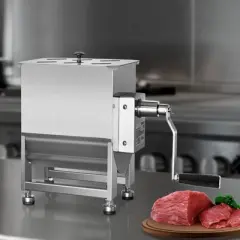 VEVOR Manual Meat Mixer, 15L Fixed Tank Meat Processing Equipment(Mixing Max 15LBS for Meat), Stainless Steel Meat Mixer,  Silver