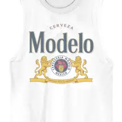 Modelo Lion Logo Crew Neck Sleeveless Men's White Tank Top