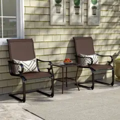 Costway Set of 2 Patio Chairs C-Spring Motion Chairs with Quick-drying & Breathable Fabric