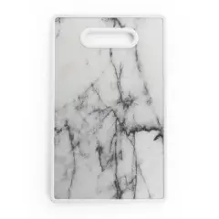 Gibson Home Beaumont 3 Piece Stainless Steel Santoku Knife Set with Cutting Board in White Marble