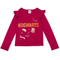 Harry Potter Hogwarts Hedwig Owl 2 Pack Ruffle T-Shirts Maroon / Blue 