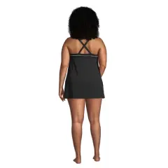 Lands' End Lands' End Women's Plus Size DD-Cup Chlorine Resistant High Neck Swim Dress One Piece Swimsuit Adjustable Strap