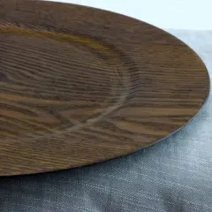 Gibson Home 13" 12pk Wood Feri Chargers: Brown Melamine Round Serving Trays, Hand Wash Only