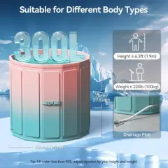 WARMOUNTS 77 Gallon Foldable Cold Plunge Tub with 5-Layer Insulation for Hot & Cold Therapy