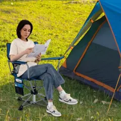 Tangkula 360&deg; Swivel Hunting Seat Folding Swivel Blind Chair w/ Cup Holder & Storage Pocket Storage Bag Non-slip Foot Pads Outdoor Hunting Chair