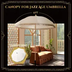 LAGarden 6 Ft Patio Umbrella Replacement Canopy Top Cover Jazz Age Beige with gold sequin Ivory with gold sequin