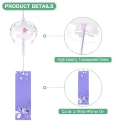 Unique Bargains Glass Outdoor Handmade Decoration Wind Chimes 15.7 Inch White Purple 1 Pc