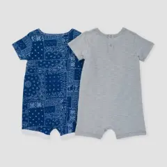 Burt's Bees Baby&reg; Baby Boys' 2pk Bandana Romper Set - Blue