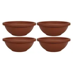 The HC Companies GAB18000E35 18 Inch Diameter Decorative Indoor Outdoor Durable Weatherproof Resin Flower Bowl Planter Pot, Terra Cotta (4 Pack)