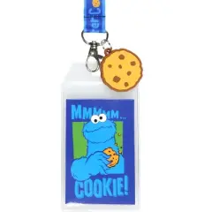 Sesame Street Cookie Monster Reversible ID Lanyard Badge Cookie Rubber Pendant