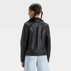 Girls' Faux Leather Moto Jacket - art class&trade;
