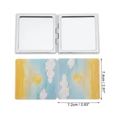 Unique Bargains Square Hand-drawn Makeup Mirror Yellow Blue 1 Pc