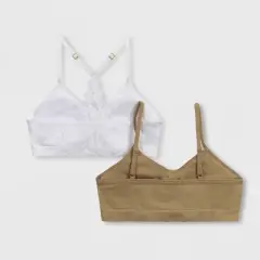 Maidenform Girls' 2pk Seamfree Lace Back Crop Bra - White