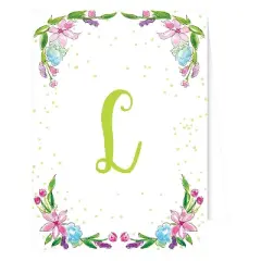 10ct "L" Monogram Floral Crest Note Cards Collections White