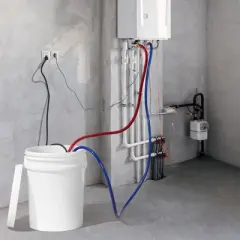 VEVOR Tankless Water Heater Flushing Kit, Includes Efficient Pump & 5 Gallon Pail & 2 Hoses & Descaling Powder, Orange