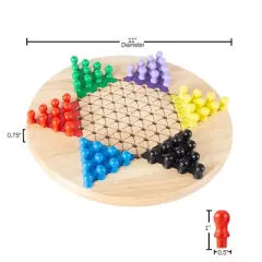 Toy Time Chinese Checkers Game Set for Adults and Kids - 11" Wooden Board and Traditional Pegs