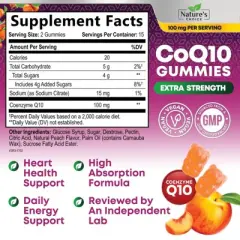 CoQ10 100mg Gummies, 3X Better Absorption, Antioxidant Heart Health Support & Energy Production, Ultra Coenzyme Q10 - 30 Gummies By Nature's Choice