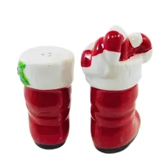 Tag 3.75 In Santa Boots S & P Shakers Christmas Salt And Pepper Shaker , Christmas Candy Canes Holly (2PC)