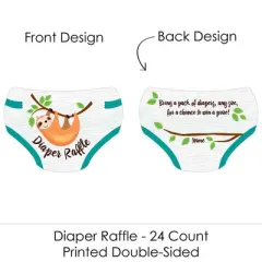 Big Dot of Happiness Let's Hang - Sloth - Diaper Shaped Raffle Ticket Inserts - Baby Shower Activities - Diaper Raffle Game - Set of 24
