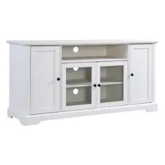 TV Stand for TV up to 65in with 2 Tempered Glass Doors, Adjustable Panels Open Style Cabinet, Sideboard-ModernLuxe