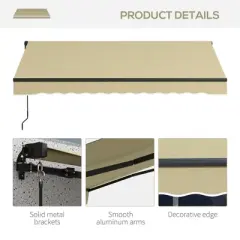 Sapphtopaz 8' x 6.5' Retractable Awning Manual Patio Awnings Sunshade Shelter 280gsm UV Resistant with Manual Crank Handle Aluminum Frame