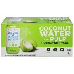 C2O Coconut Water with Pulp - Case of 3/8 packs, 10.5 fz