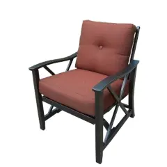 2pk Deep Seating Rocking Chairs with Cushions - Dark Red - Oakland Living