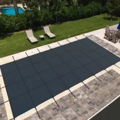 Costway Winter Swimming Leaf Pool Cover Safety Pool Cover for Pool Size: 40 X 20 FT Blue/Green