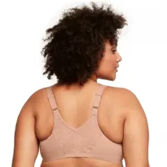 Glamorise Womens Lacey T-Back Front-Closure WonderWire Underwire  Bra 9246 Cappuccino