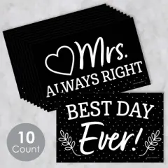 Big Dot of Happiness Mr. and Mrs. - Photo Prop Signs - Black and White Wedding or Bridal Shower Announcements - 10 Pieces