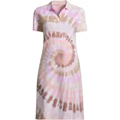 Lands' End Women's Short Sleeve Mesh Cotton Knee Length Polo Dress