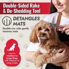 KONG Double-Sided Rake, Detangling and Deshedding Dog Grooming Brush