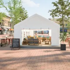 PAGED 20x15FT Patio Canopies and Gazebos with 1 Doors and 7 Windows, Waterproof, UV Protection Gazebo Pavilion Shelter Tent for Party, White