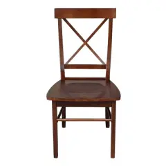 Set of 2 X Back Chairs with Solid Wood Seats Espresso - International Concepts