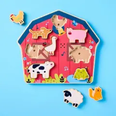 Barnyard Sounds Chunky Puzzle Set - 9pc - Gigglescape&trade;: Wooden Puzzles, Kids Educational, Animals Theme