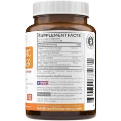 Turmeric Curcumin & Ginger Capsules, Black Pepper Bioperine, Ginger Extract, & 95% Curcuminoids Powder for Joint Support, Health's Harmony, 90ct