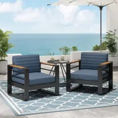 Christopher Knight Home Giovanna Outdoor Aluminum and Faux Wood Club Chair (Set of 2)