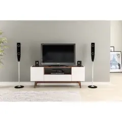 USA TV Stand for TVs up to 60" White/Walnut - Polifurniture