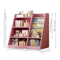 Kumasinova Kids Bookshelf with 3 Storage Bins,Wooden Display Bookcase Organizer with Forward-Facing Shelves,Book Shelf for Nursery,Playroom&bedroom